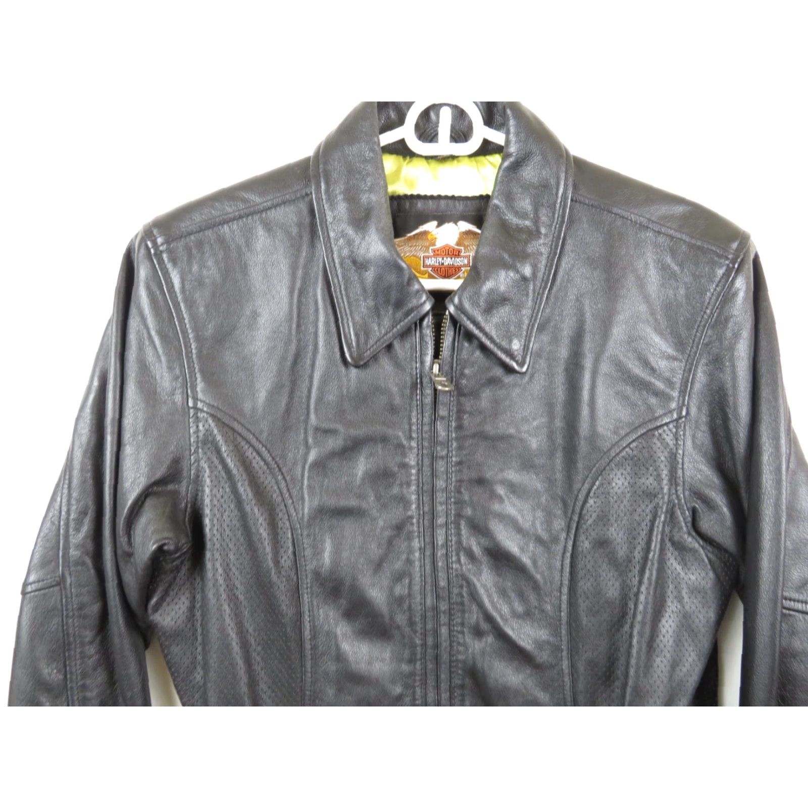 Harley Davidson VINTAGE Harley-Davidson Motorcycle Jacket Black Leather Sz M Mens Regular Zip Belted USA Size US M / EU 48-50 / 2 - 3 Thumbnail