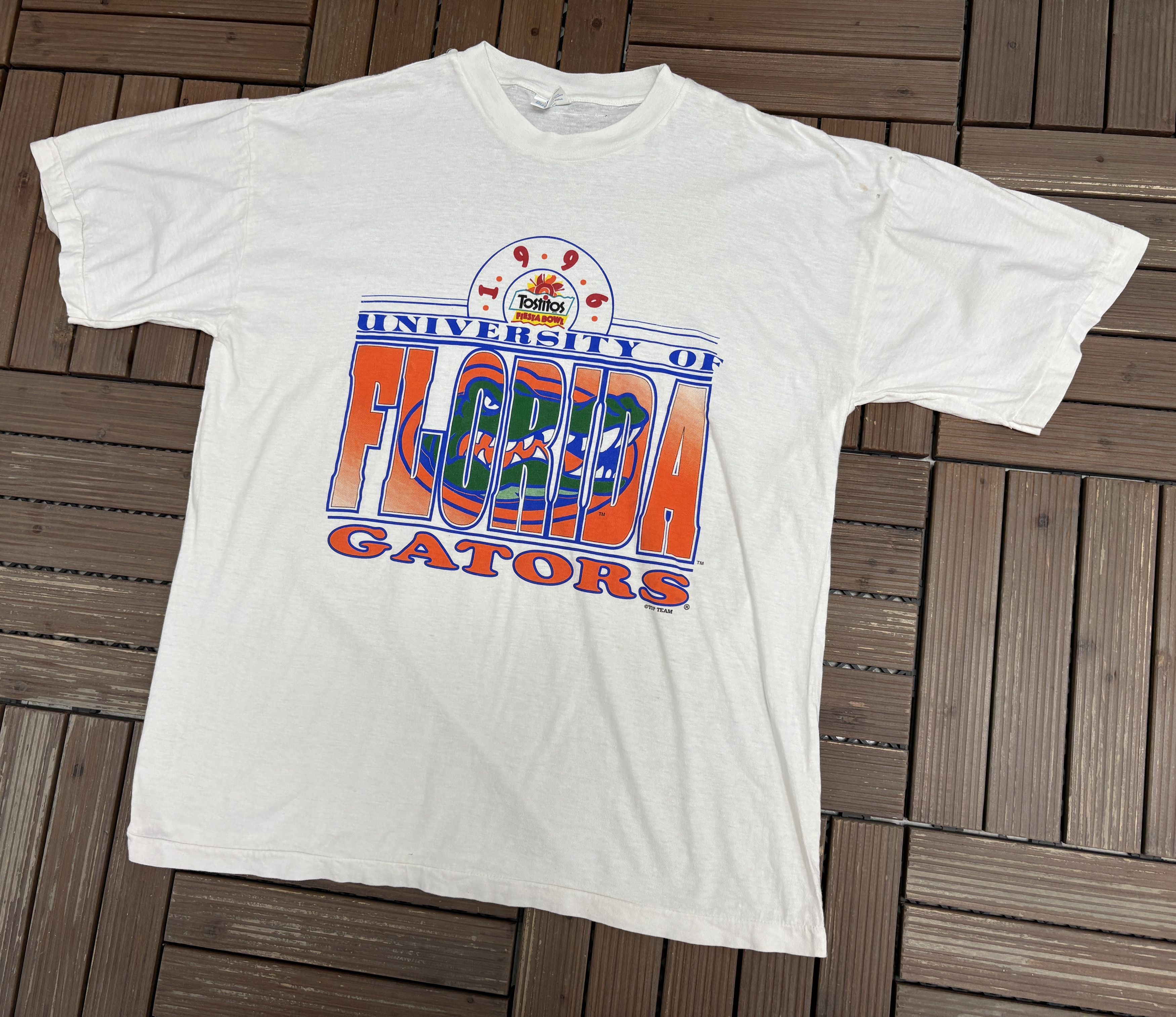 Vintage 9Florida Gators Fiesta Bowl 1996 Vintage White T-Shirt Size US XL / EU 56 / 4 - 3 Thumbnail