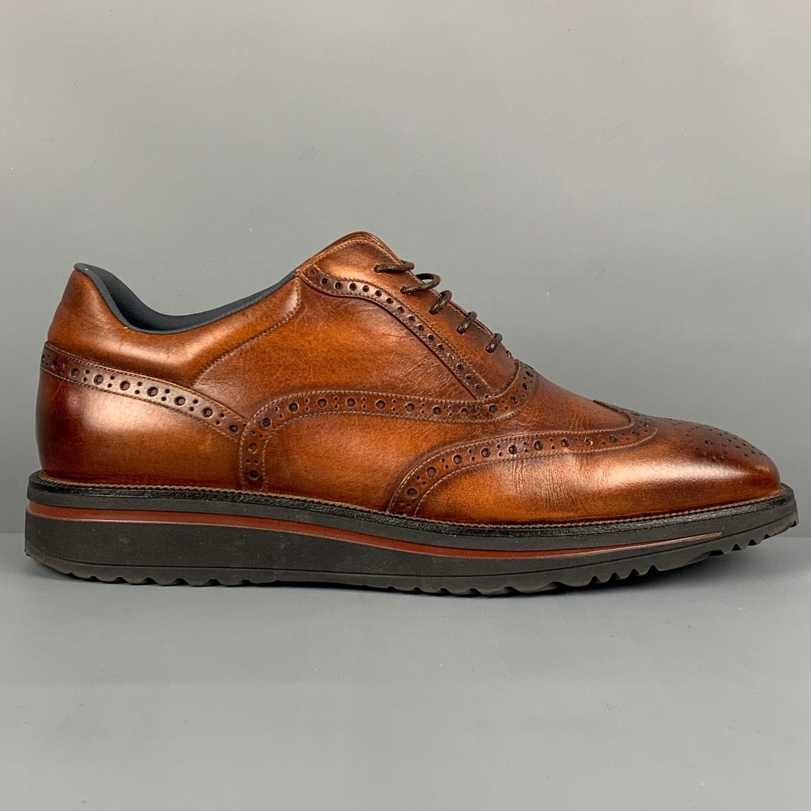 Bally BALLY Size 8.5 Brown Antique Leather Wingtip Lace Up 
