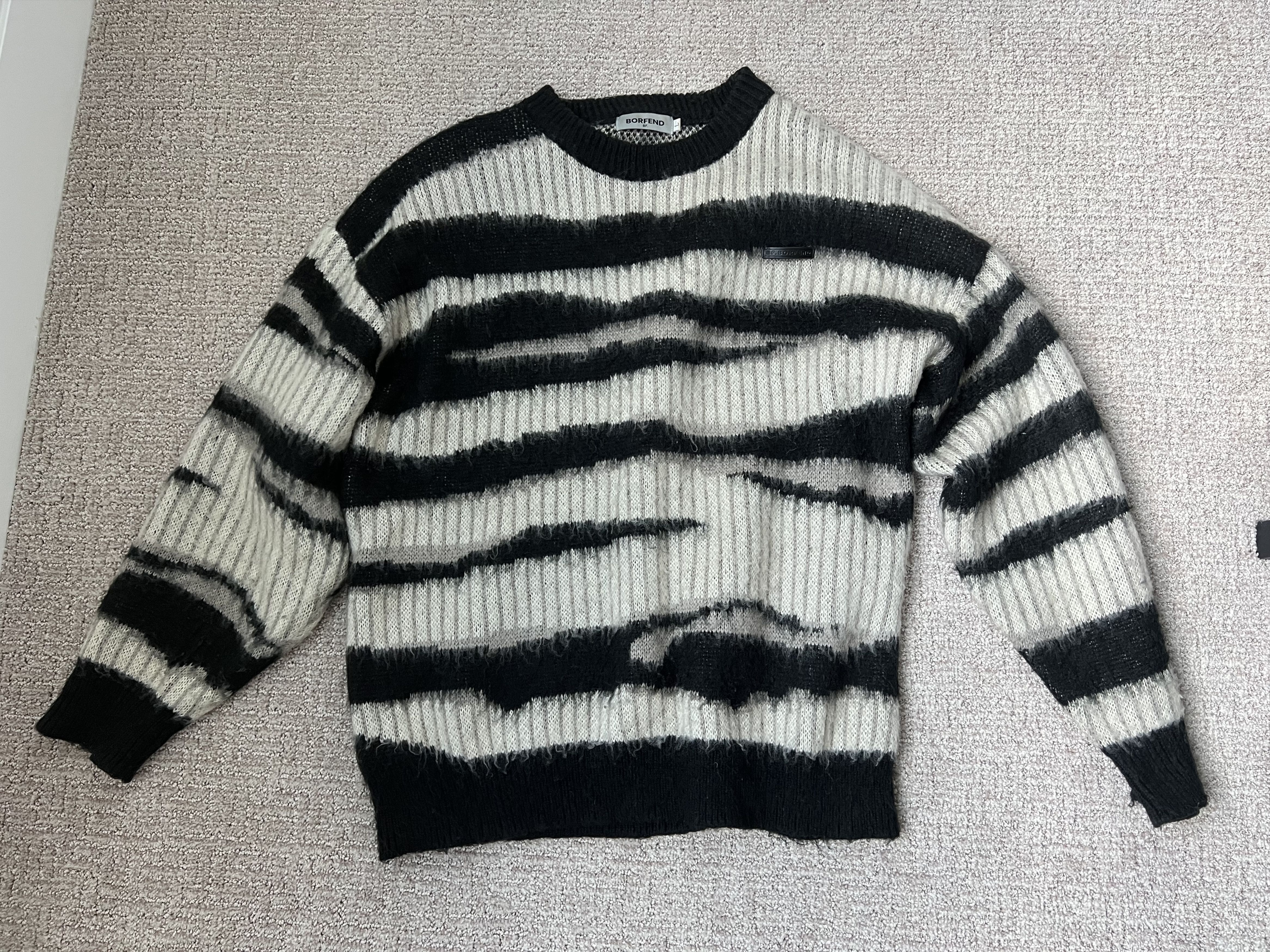 Other Fuzzy Grunge Striped Knit Sweater Size US L / EU 52-54 / 3 - 1 Thumbnail