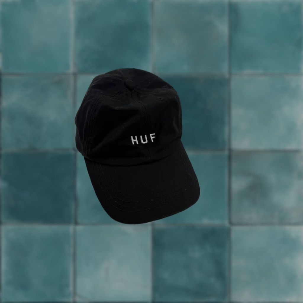 Huf HUF Hat Cap Strap Back One Size Black Embroidered Logo Cotton Mens Baseball Cap Adjustable Twill Six-Panel Tech Size ONE SIZE - 1 Thumbnail