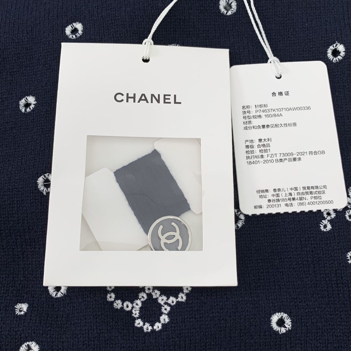 Chanel Chanel navy blue logo embroidered cashmere jumper Size XS / US 0-2 / IT 36-38 - 7 Thumbnail
