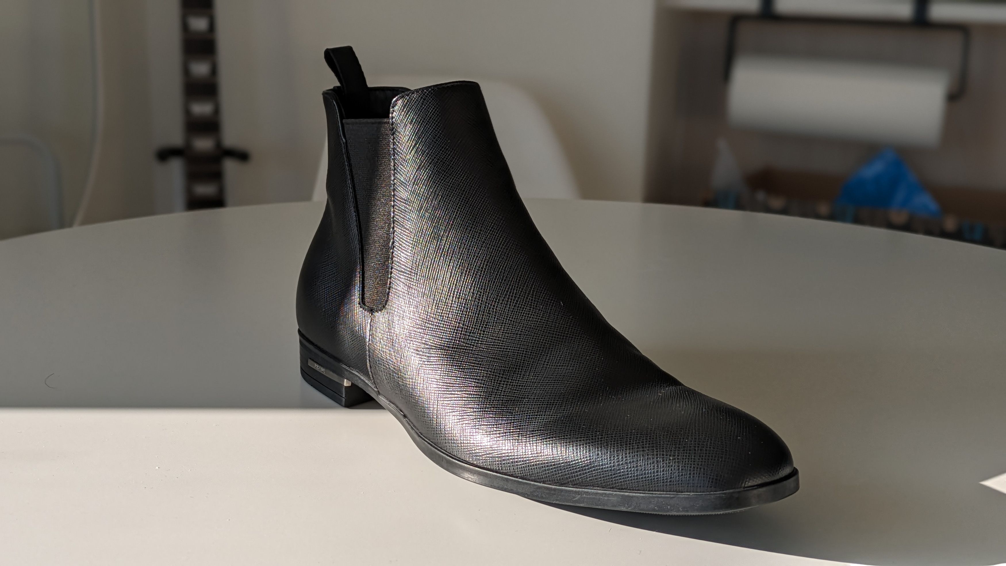 Prada Saffiano Leather Chelsea Boots Black Monolith brushed leather Chelsea boots | PRADA  main image 4