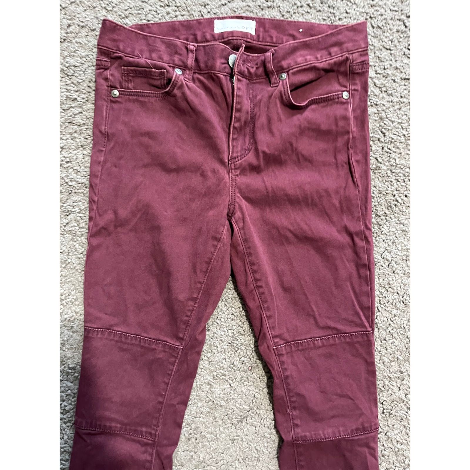 Loft LOFT Jeans Womens 2/26 Flat Front Tapered Jegging Maroon Burgundy Style Red Size 26" / US 2 / IT 38 - 2 Thumbnail