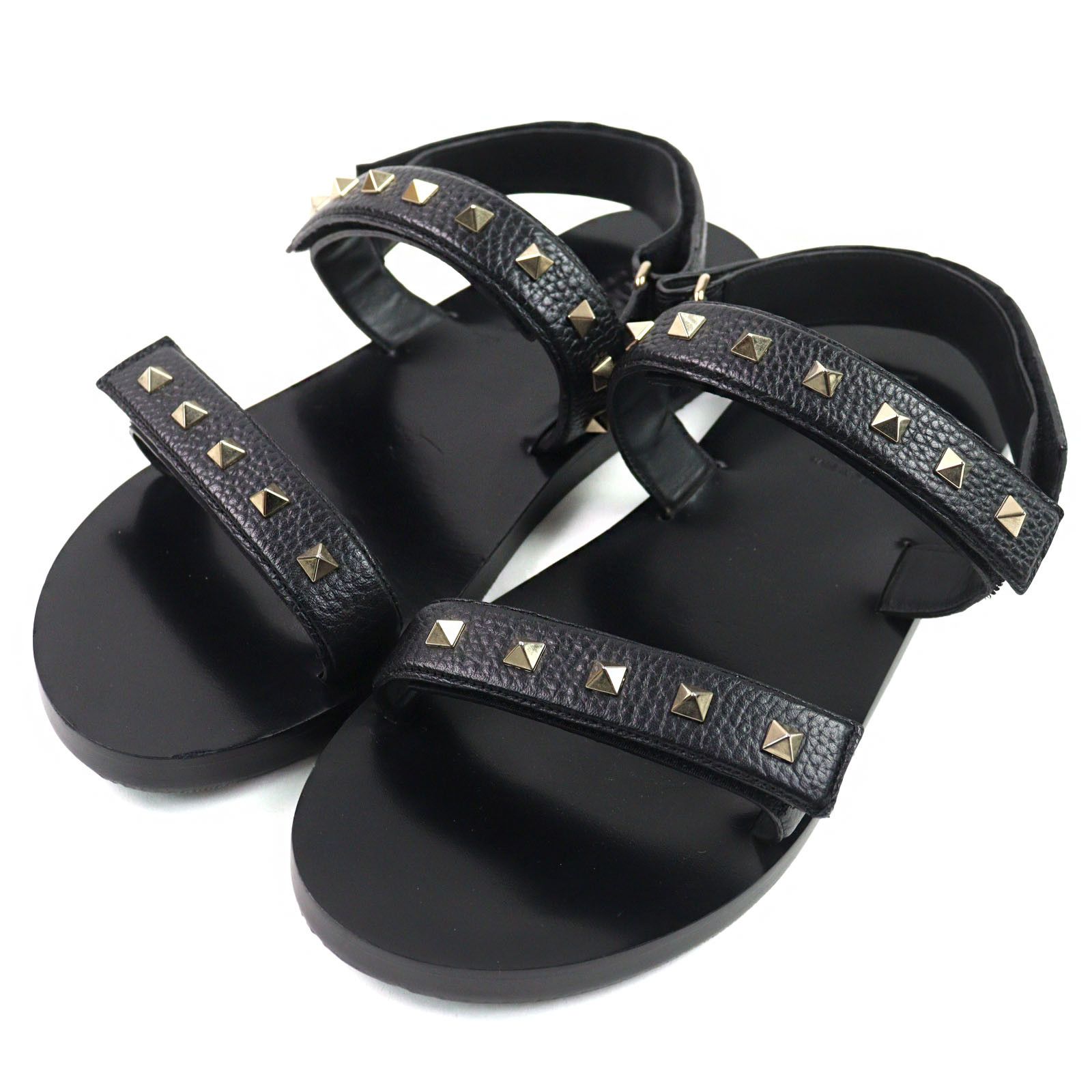 Valentino Valentino Garavani Rockstud Belt With Strap Leather Sandals Leather Shoes in Black, Men's