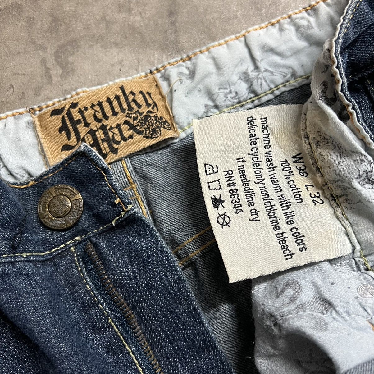 Affliction × Ed Hardy × Southpole Vintage Franky Max Distressed Flare Embroidered Denim Jeans Size US 38 / EU 54 - 10 Thumbnail