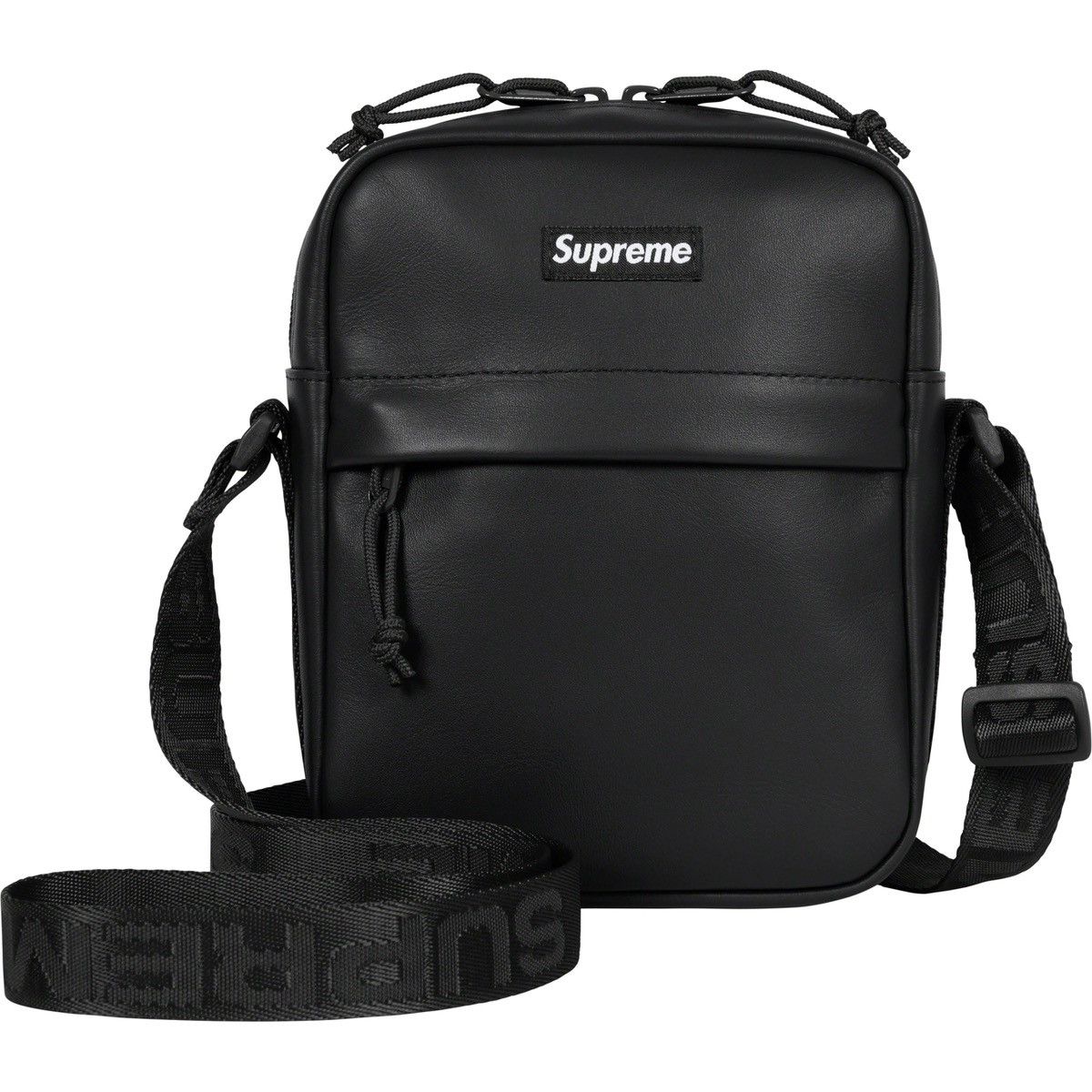image of Supreme Cowhide Leather Shoulder Bag in Black, Men's