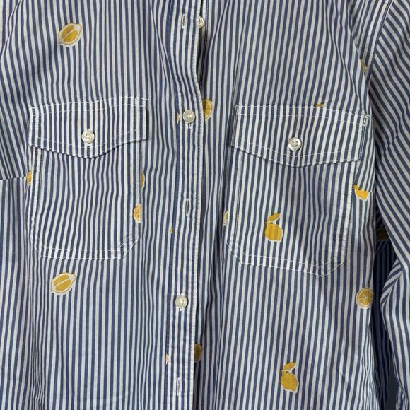 St. Johns Bay St. John's Bay Women Button Up Spring Shirt Blue Striped M Size M / US 6-8 / IT 42-44 - 3 Thumbnail