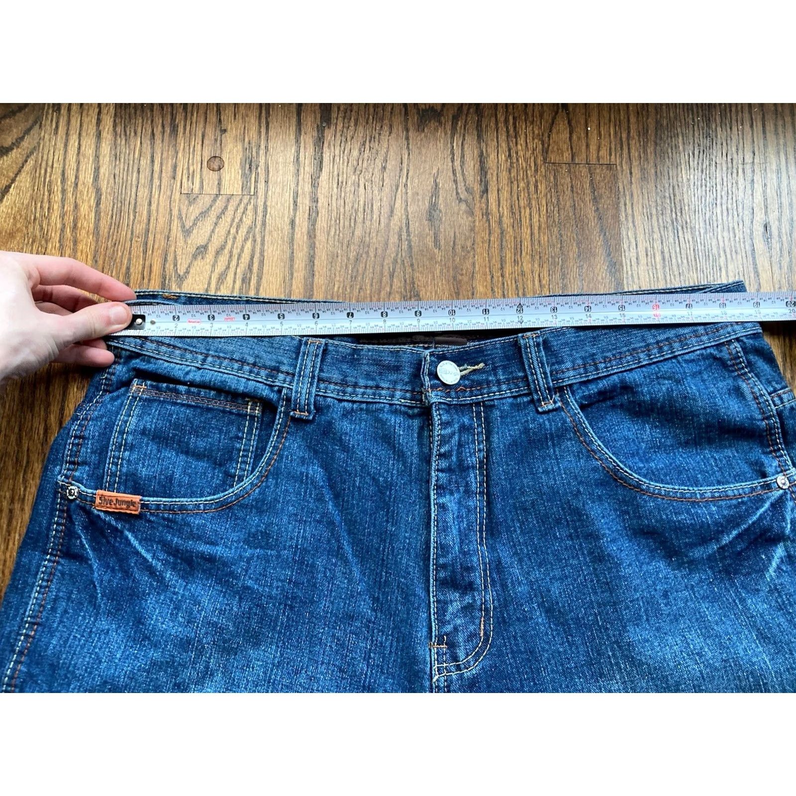 Denime VINTAGE 5ive Jungle Jeans Mens 38x32 Denim Blue Embroidered Hip Hop Wide-Leg Size US 38 / EU 54 - 6 Thumbnail