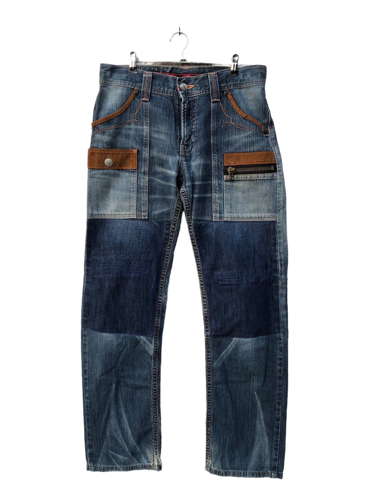 image of 1 Of 1 x Edwin Vintage Edwin Exclusive Repaired Light Wash Denim Patchwork in Blue, Men's (Size 32)