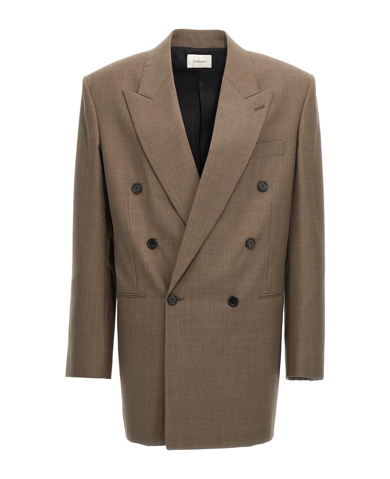 Saint Laurent Paris o1s1wg110126 803956 Veste Basculee Tailleur Blazer in Taupe Size US L / EU 52-54 / 3 - 1 Thumbnail
