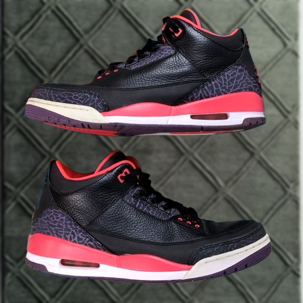 Jordan Brand Nike Air Jordan 3 Retro Crimson Sneaker 2013 136064-005 Size 12 Black Mens Size US 12 / EU 45 - 1 Thumbnail