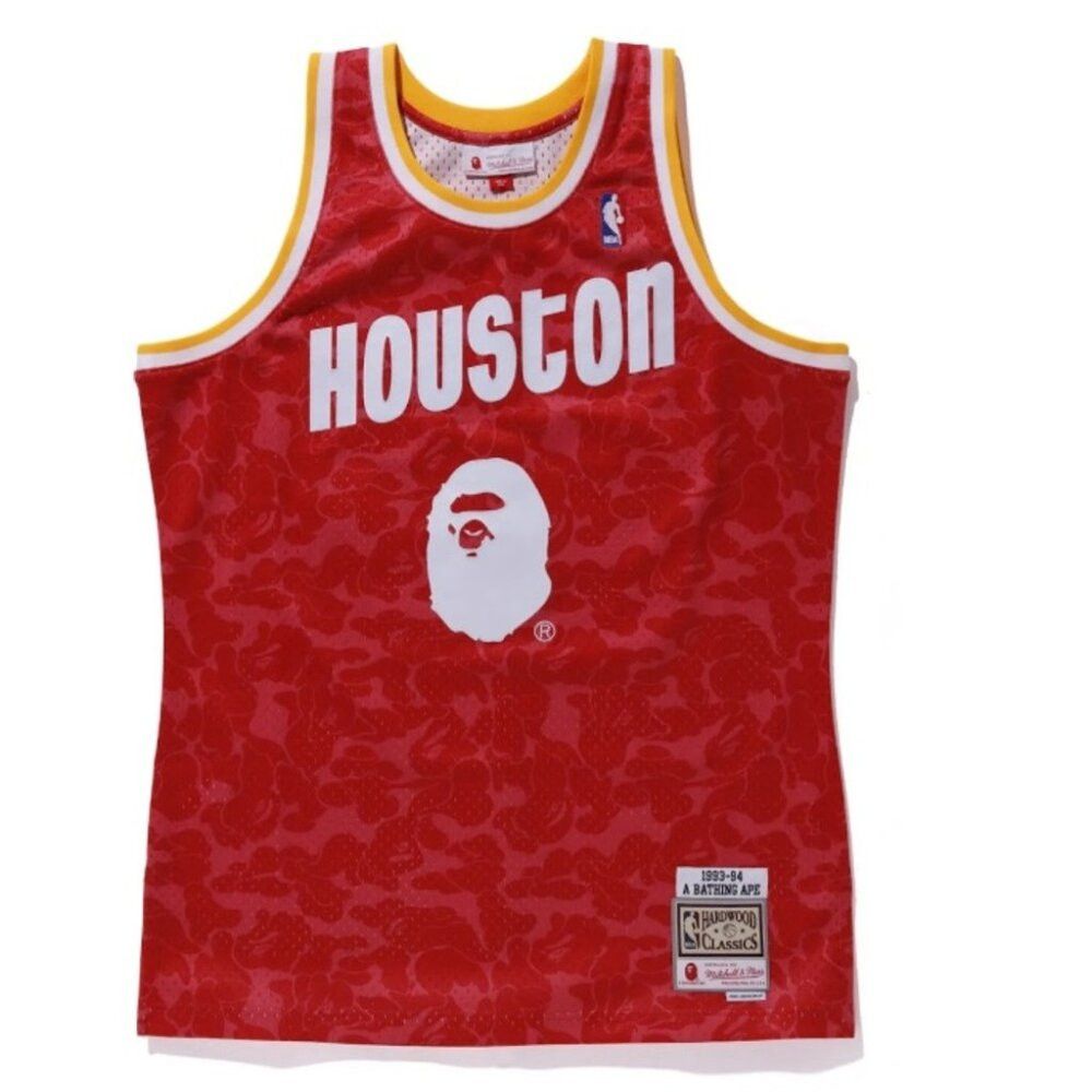 image of Bape X Mitchell & Ness Houston Rockets Swingman Jersey in Red, Men's (Size Small)