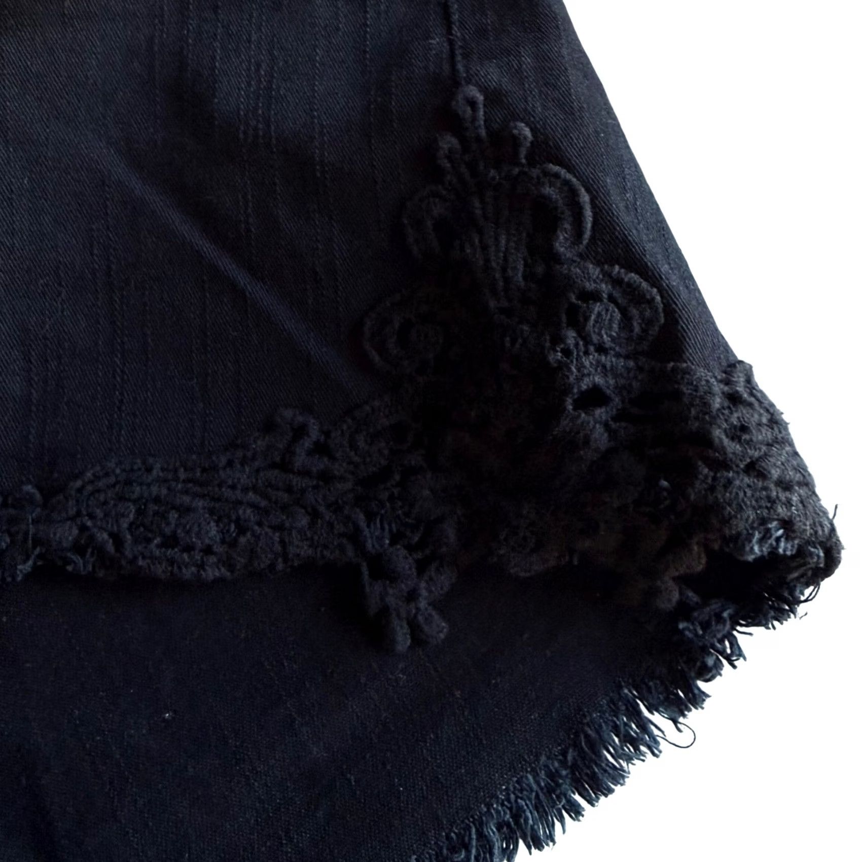 Vintage Ambiance Apparel Black Den im Shorts Cut-Off L Womens Boho Festival Crochet Lace Trim Denim Shorts Casual Party/Cocktail Girls? Size 24" / US 00 / IT 34 - 3 Thumbnail