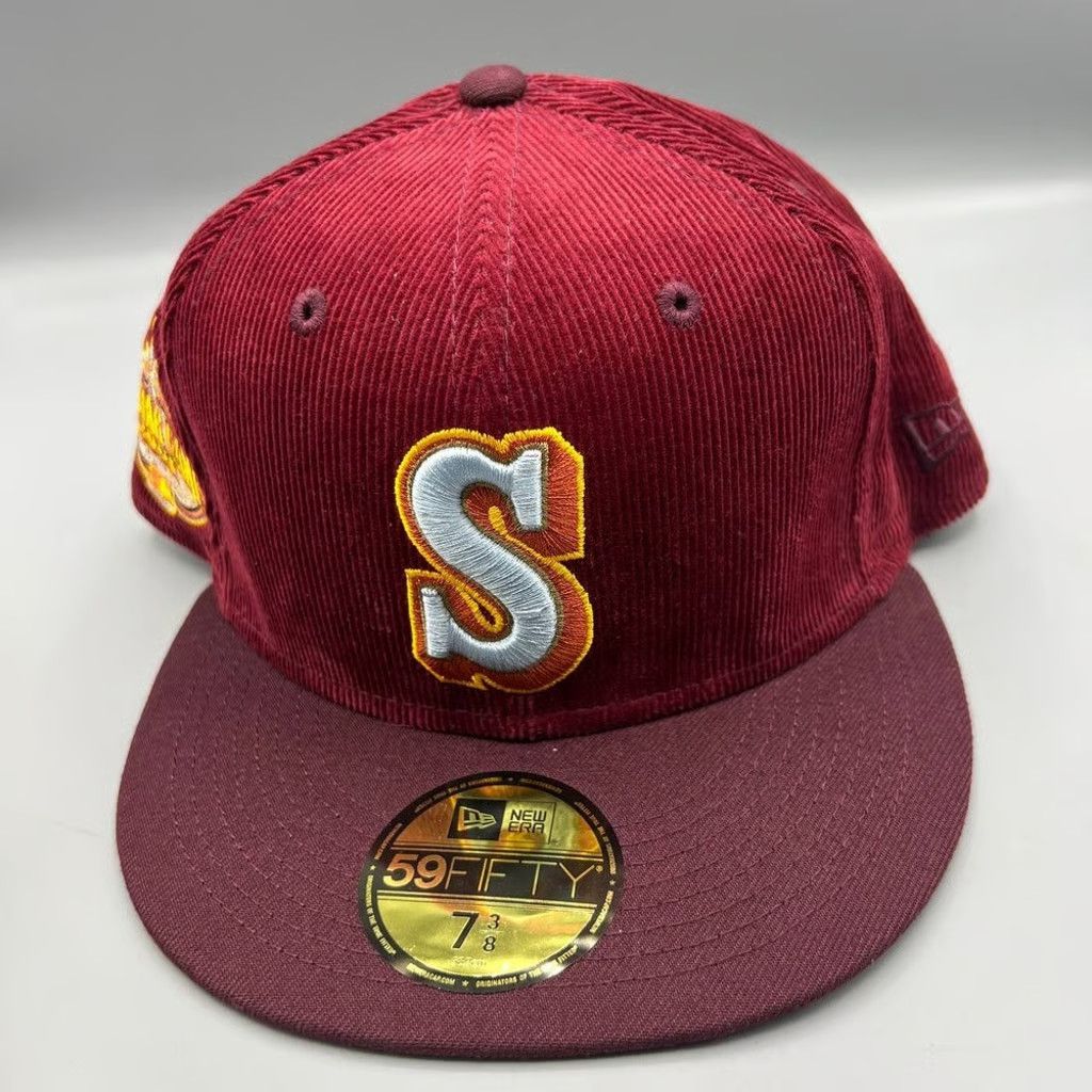 New Era Seattle Mariners Hat Men 7 3/8 Red Green Corduroy Fitted Cap Size ONE SIZE - 2 Thumbnail