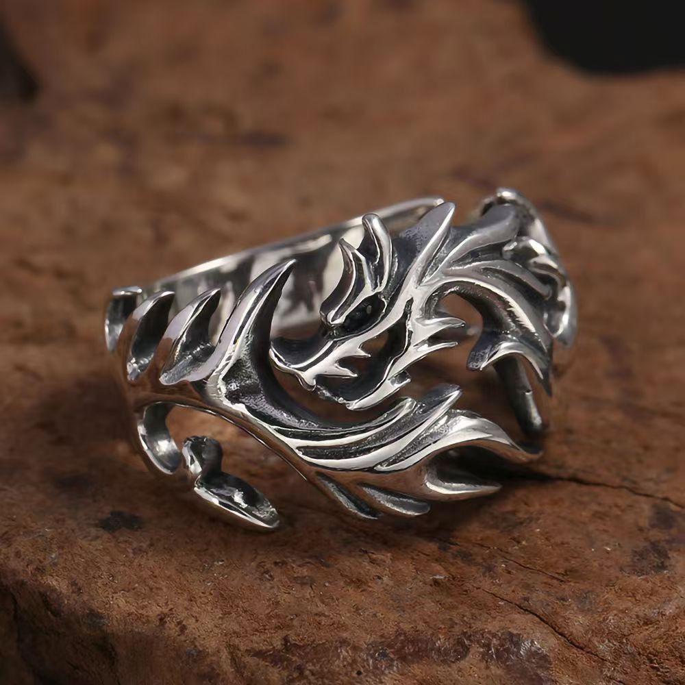 Jewelry Retro Punk Dragon Open Adjustable Ring Size ONE SIZE - 2 Thumbnail