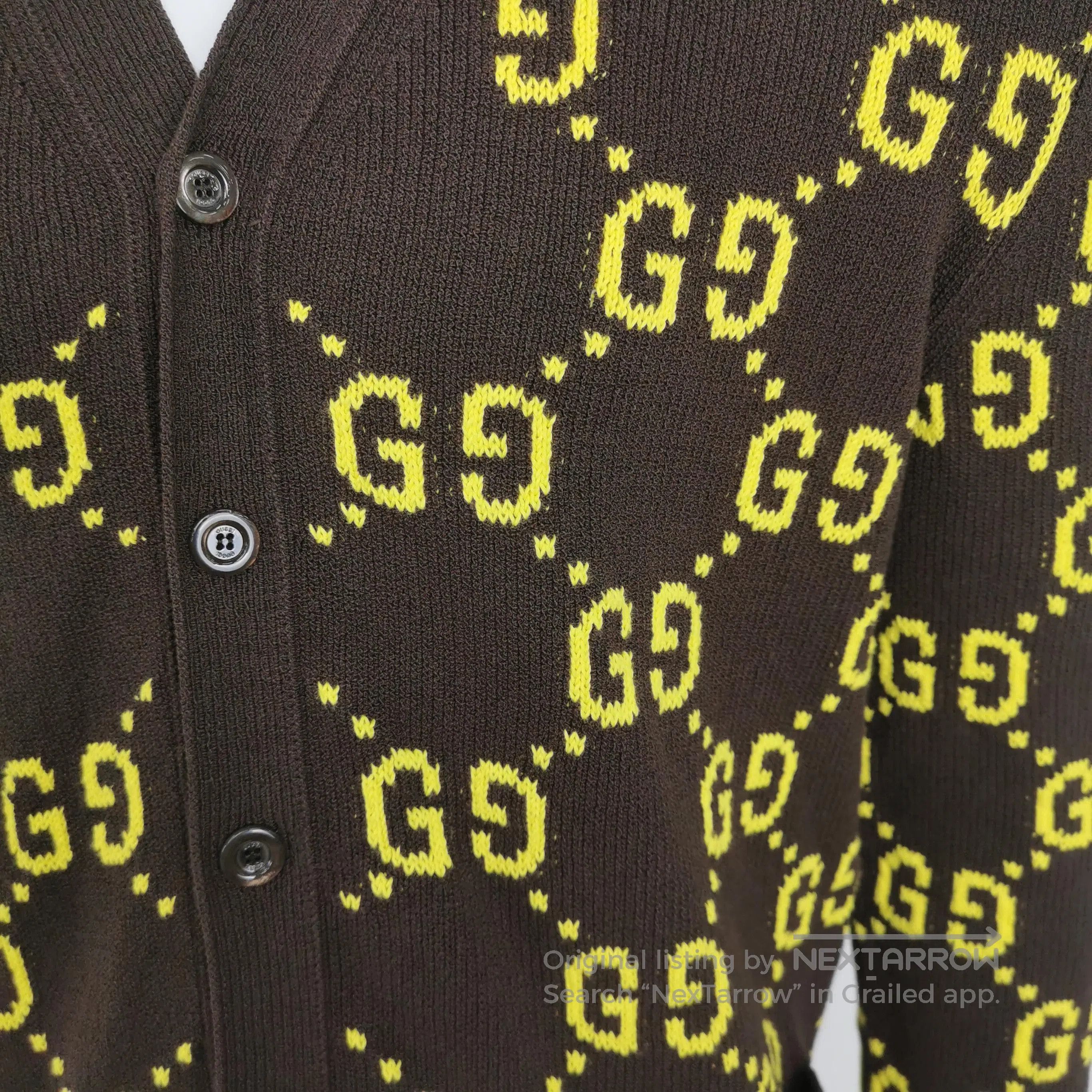 Gucci Gucci M Brown Yellow GG Pattern Cardigan. Size US M / EU 48-50 / 2 - 1 Thumbnail
