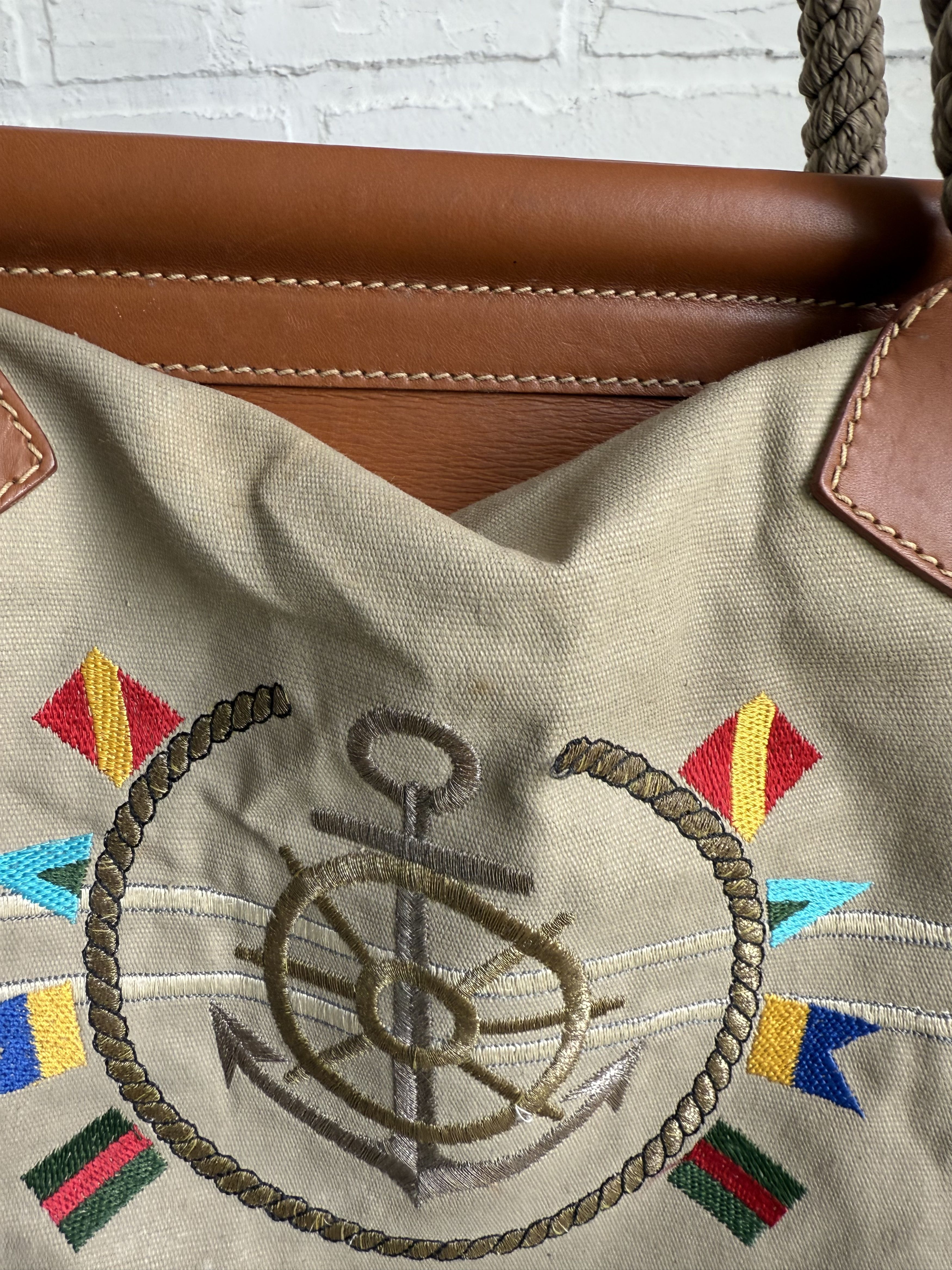 Gucci Vintage 80s Gucci canvas leather tote bag Sail Nautical Size ONE SIZE - 10 Thumbnail