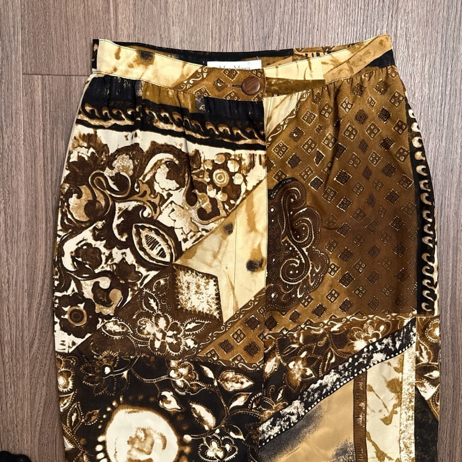 Max Mara Max mara Elegant Patchwork brown, and tan button front skirt Size 30" / US 8 / IT 44 - 2 Thumbnail