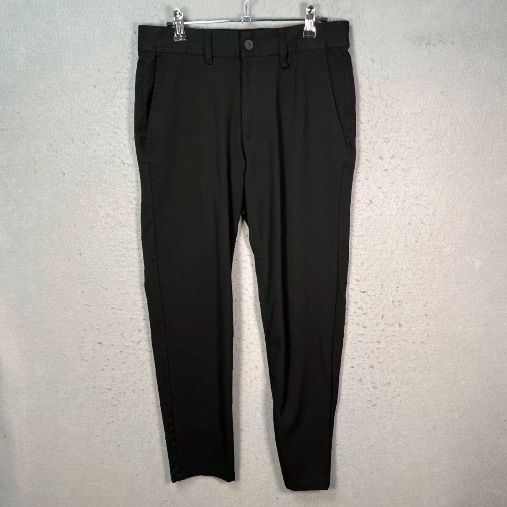 Zara Zara Mens Dress Pants Slim Black 29 Slim Fit Tapered Leg Flat Front Zip Button Polyester Viscose Pants Men Regular 28in Inseam 7/10 Vintage No Size US 29 - 2 Thumbnail