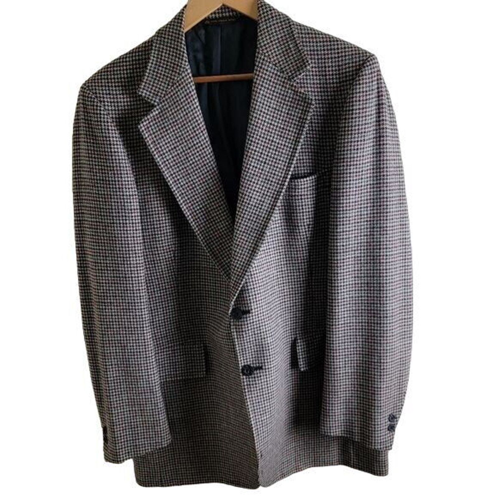Hart Schaffner Marx Hart Schaffner & Marx Mens 40L Houndstooth Wool Blazer Size 40L - 7 Thumbnail