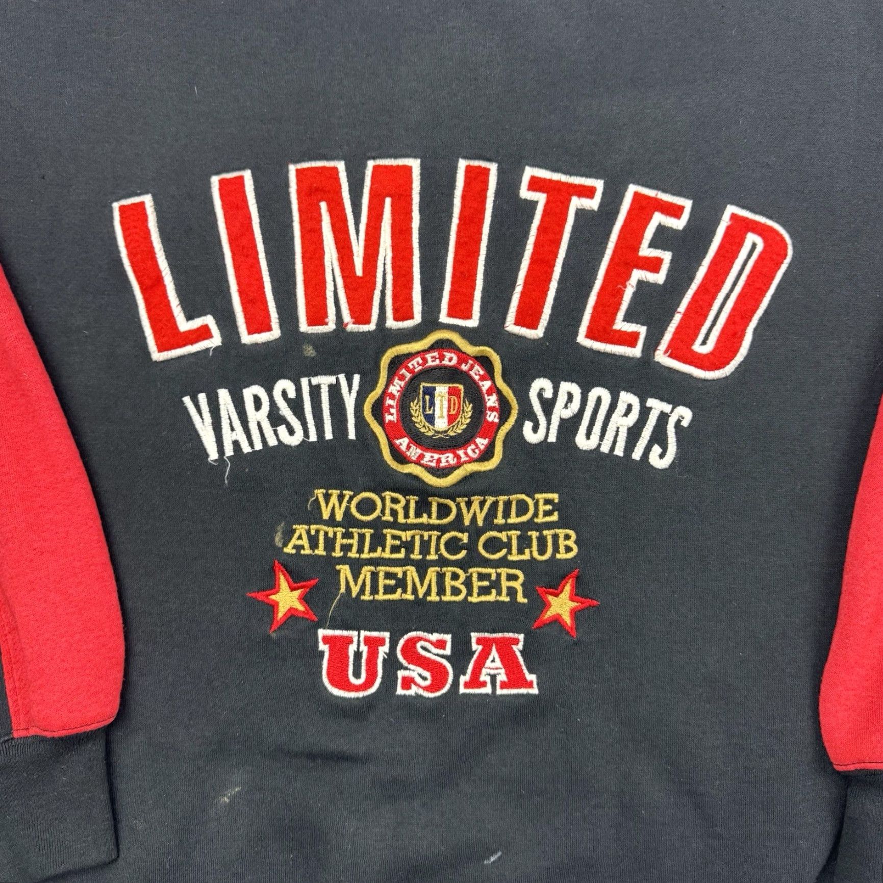Vintage VINTAGE The Limited Sweatshirt Womens M Black Embroidered Patches 90s 90s Event Activewear Crew Neck Pullover Size M / US 6-8 / IT 42-44 - 2 Thumbnail