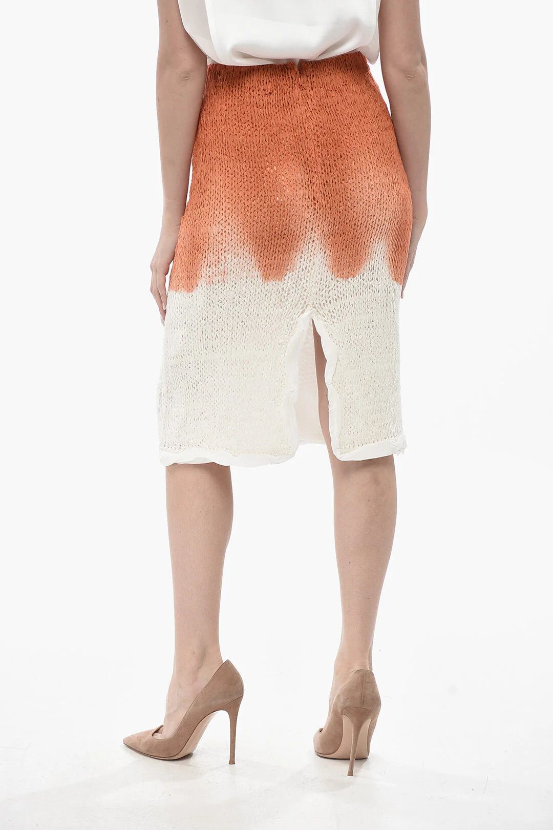 Bottega Veneta og1mm0426 Knit Pencil Skirt in Orange Size 26" / US 2 / IT 38 - 2 Thumbnail