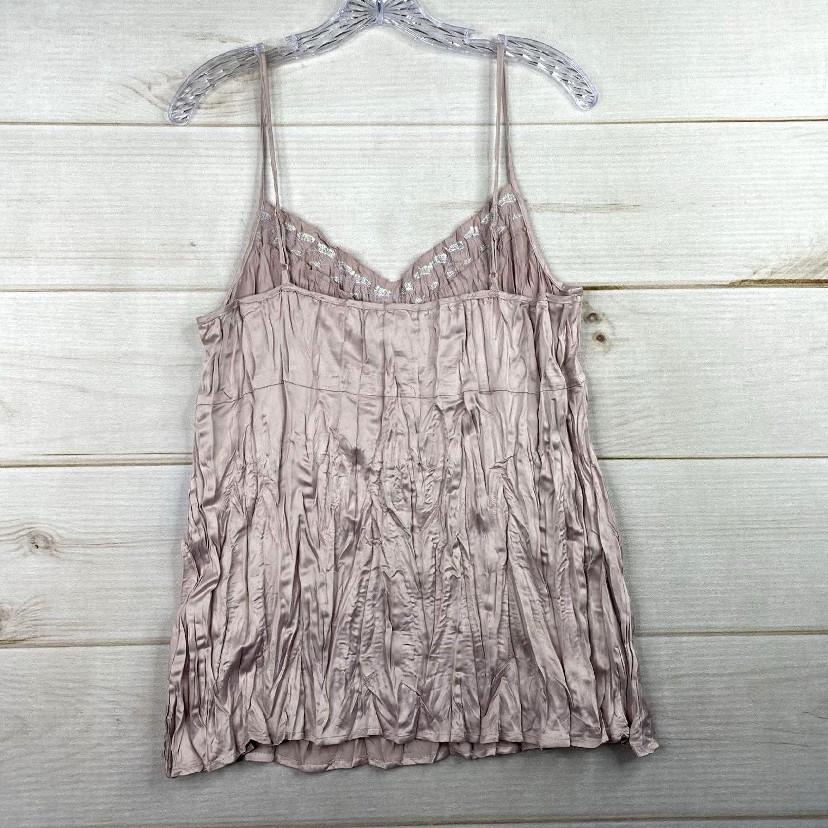 Pinko Kenar Tank Womens L Pink Crinkle Sequin Sleeveless Spaghetti Strap Beach Y2K Vintage Not N/A Size XL / US 12-14 / IT 48-50 - 7 Thumbnail