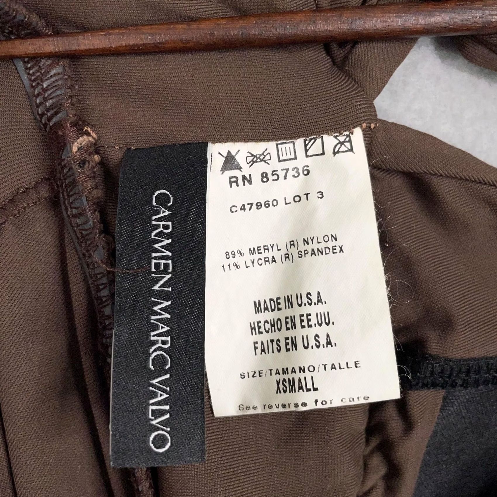 Vintage Carmen Marc Valvo Swim Dress Womens XSmall Brown Halter Empire Waist Cover Up Size XS / US 0-2 / IT 36-38 - 3 Thumbnail