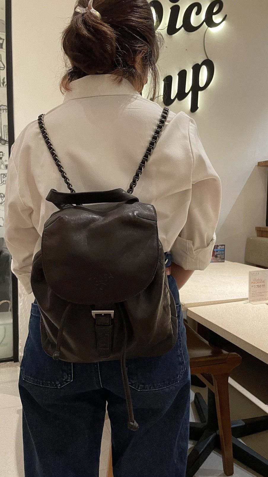 Prada × Vintage Prada Backpack Leather in Chain Strap Size ONE SIZE - 2 Thumbnail