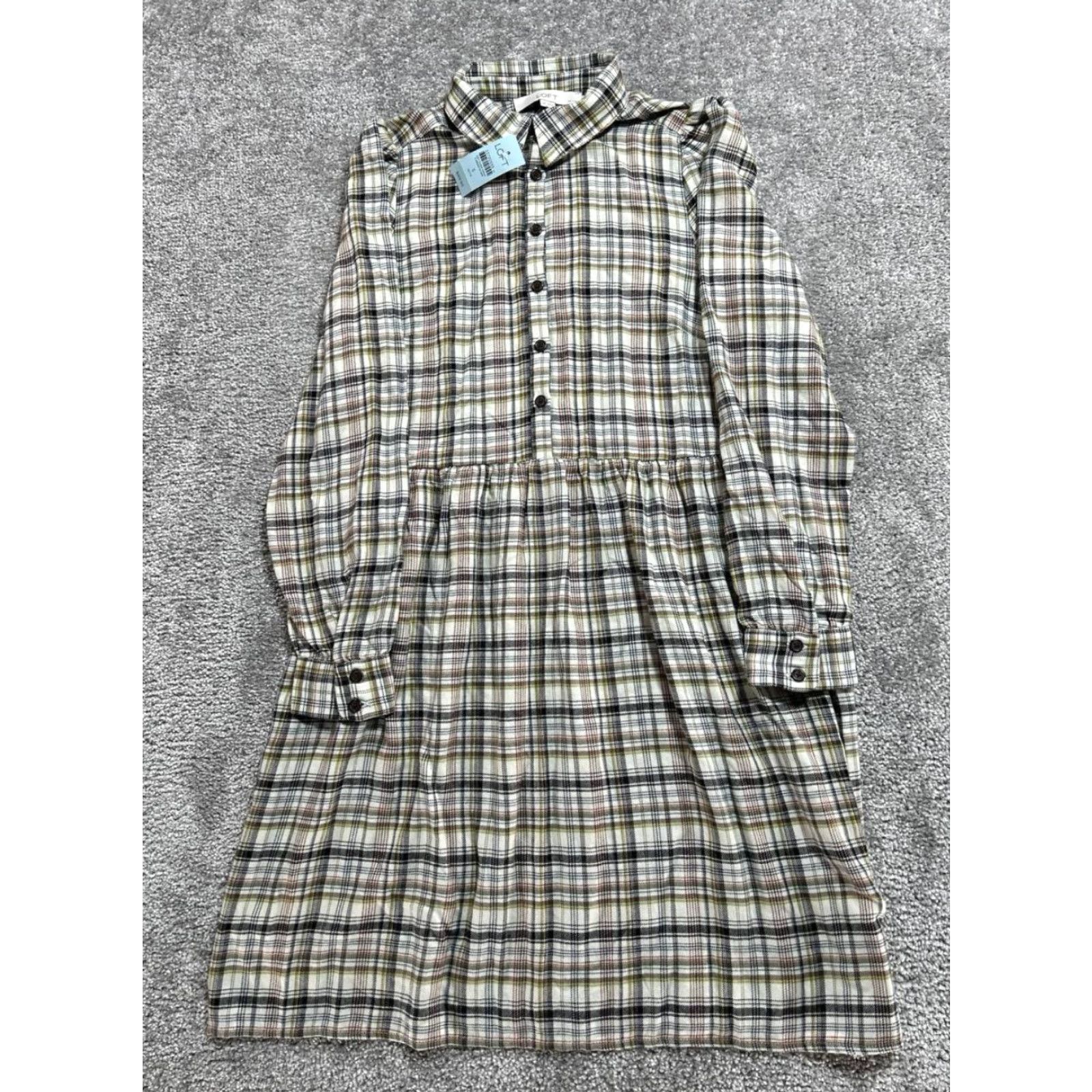 Loft Loft Shirt Dress Small Petite Multicolor Plaid Button Front New Womens Size S / US 4 / IT 40 - 2 Thumbnail