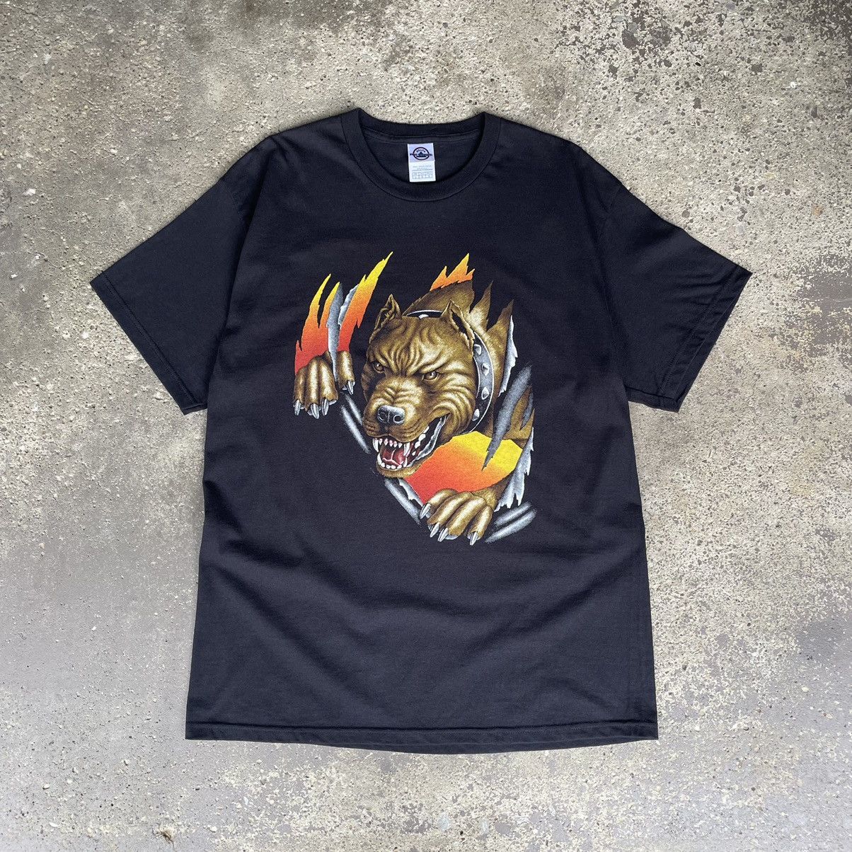 Vintage CRAZY VINTAGE Y2K PITBULL FLAMES ESSENTIAL TEE | Grailed