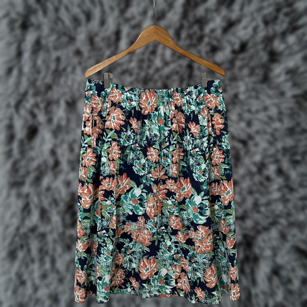 Coldwater Creek Coldwater Creek Floral Poplin Midi Skirt Sz Large Petite Pull On Cottage Size 32" / US 10 / IT 46 - 1 Thumbnail