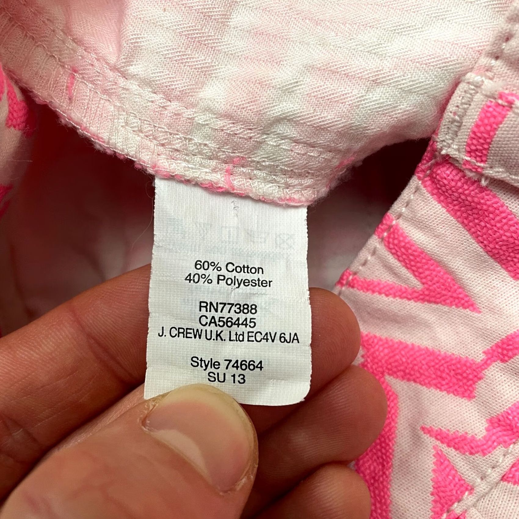 J.Crew J. Crew Geometric Azaka Chino shorts Womens 00 Tiki Neon Pink Casual Stretch Shirt Size 24" / US 00 / IT 34 - 5 Thumbnail