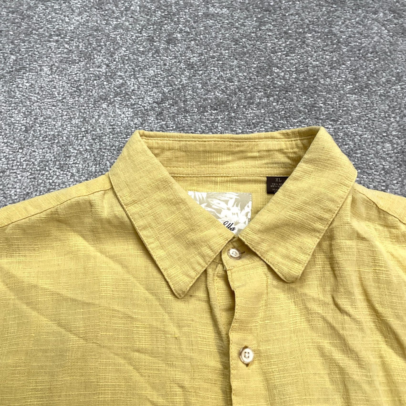 Tasso Elba VINTAGE Tasso Elba Linen Silk Button-Down Shirt Men XL Yellow Casual Short Sleeve Summer Men's Size US XL / EU 56 / 4 - 3 Thumbnail