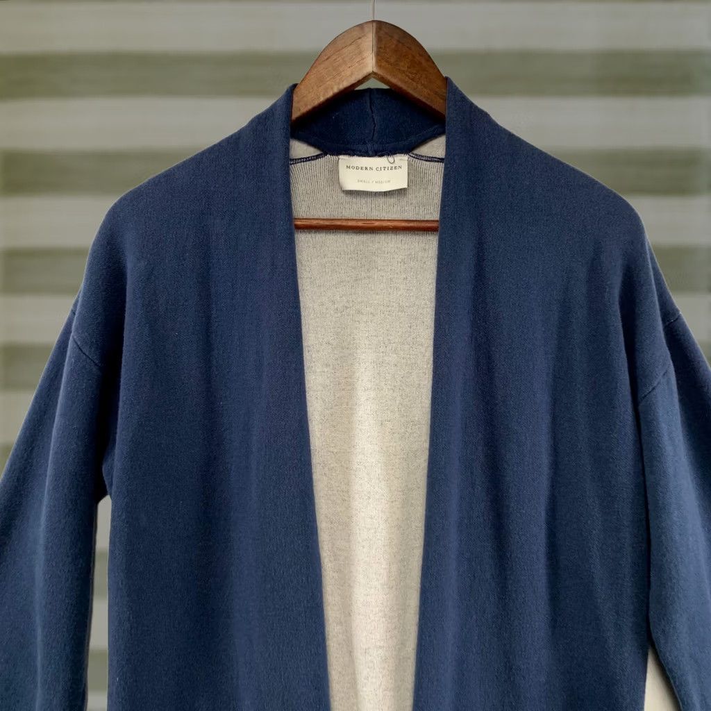 Citizen Modern Citizen Cardigan Womens S/S? Navy Blue Longline Open Front Knit Sweater Size S / US 4 / IT 40 - 1 Thumbnail