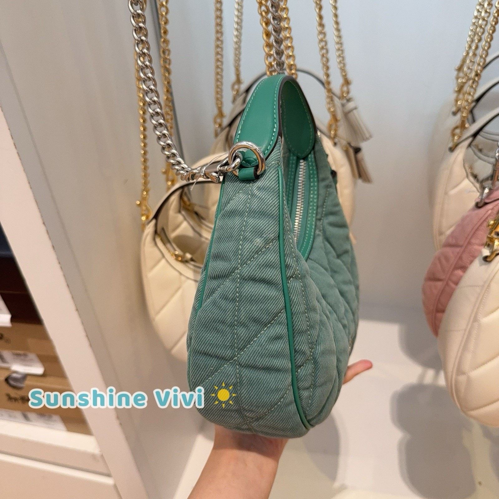 Coach NWT Coach Carmen Mini Crossbody Bag CBR11 Denim Sv/Ivy/Green Size ONE SIZE - 4 Thumbnail