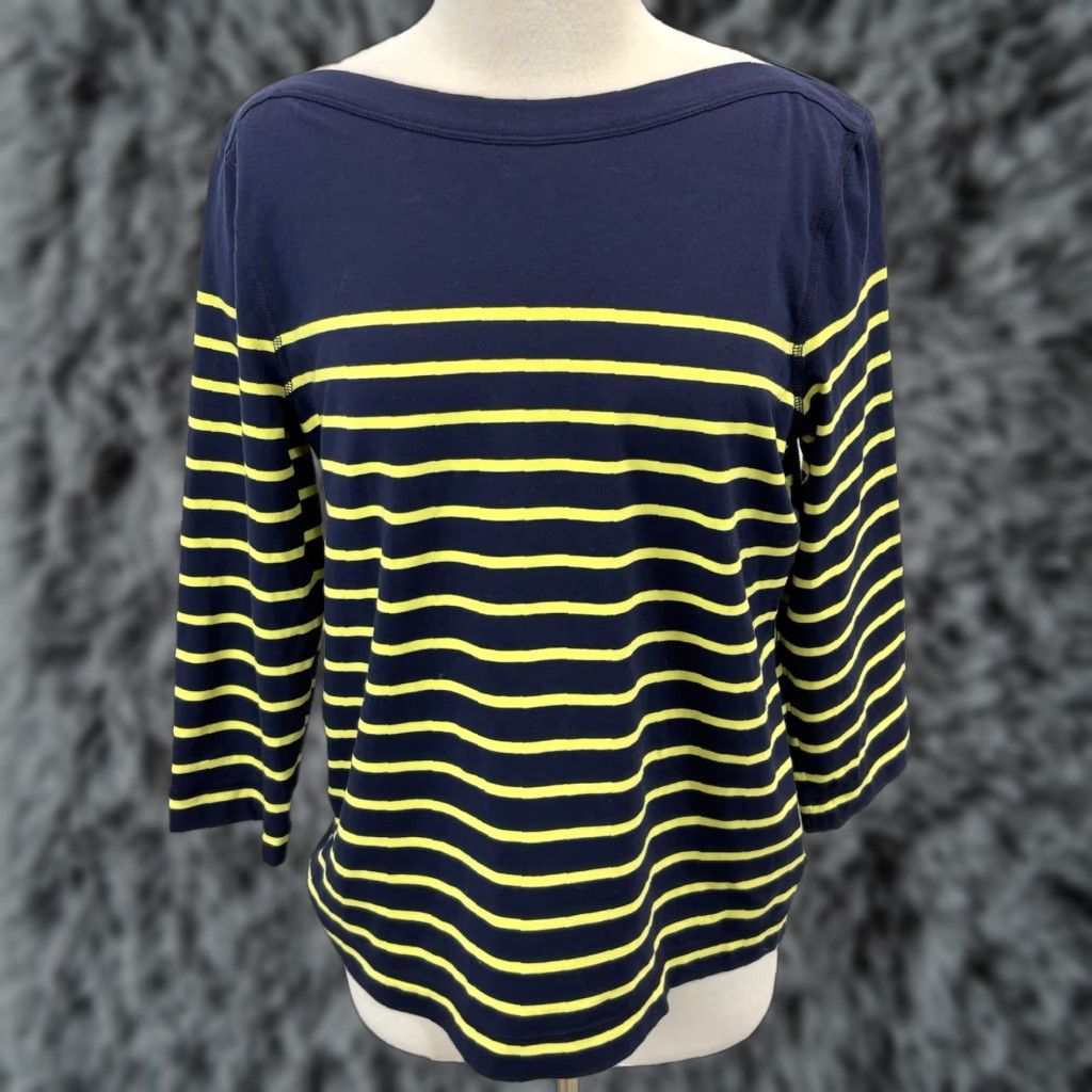 Ralph Lauren Lauren Ralph Lauren Striped Top Shirt Women’s XL Navy Boat Neck Coastal Nautical Boat Neck Casual Style Basic Size XL / US 12-14 / IT 48-50 - 1 Thumbnail