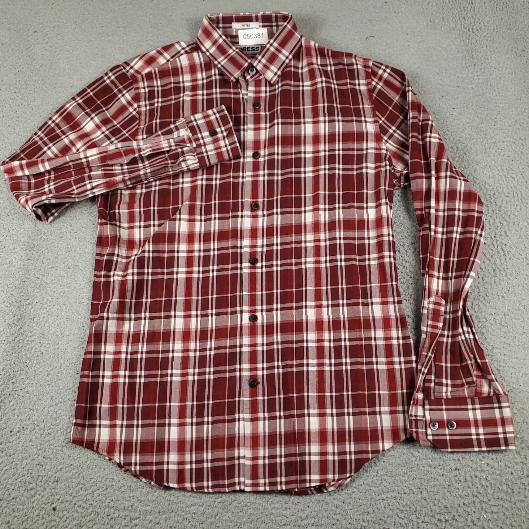 Express Express Shirt Mens Button-Up Plaid Long Sleeve Red Medium Size US M / EU 48-50 / 2 - 2 Thumbnail