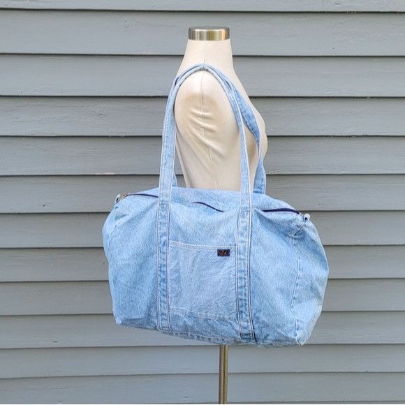 Vintage 90s y2k Bratz Blue Jean Denim School Hobo Large Lapt