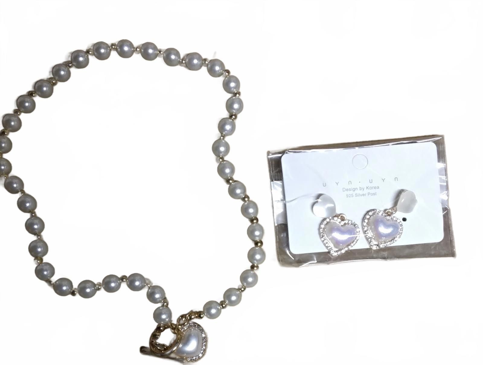 Other Sparkling Heart Pearl Necklace & Earrings Set - Act Fast! Size ONE SIZE - 5 Thumbnail