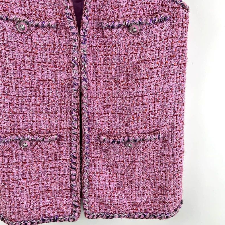 Chanel Chanel Pink tweed four-pocket vest Size XXS / US 00 / IT 34 - 6 Thumbnail