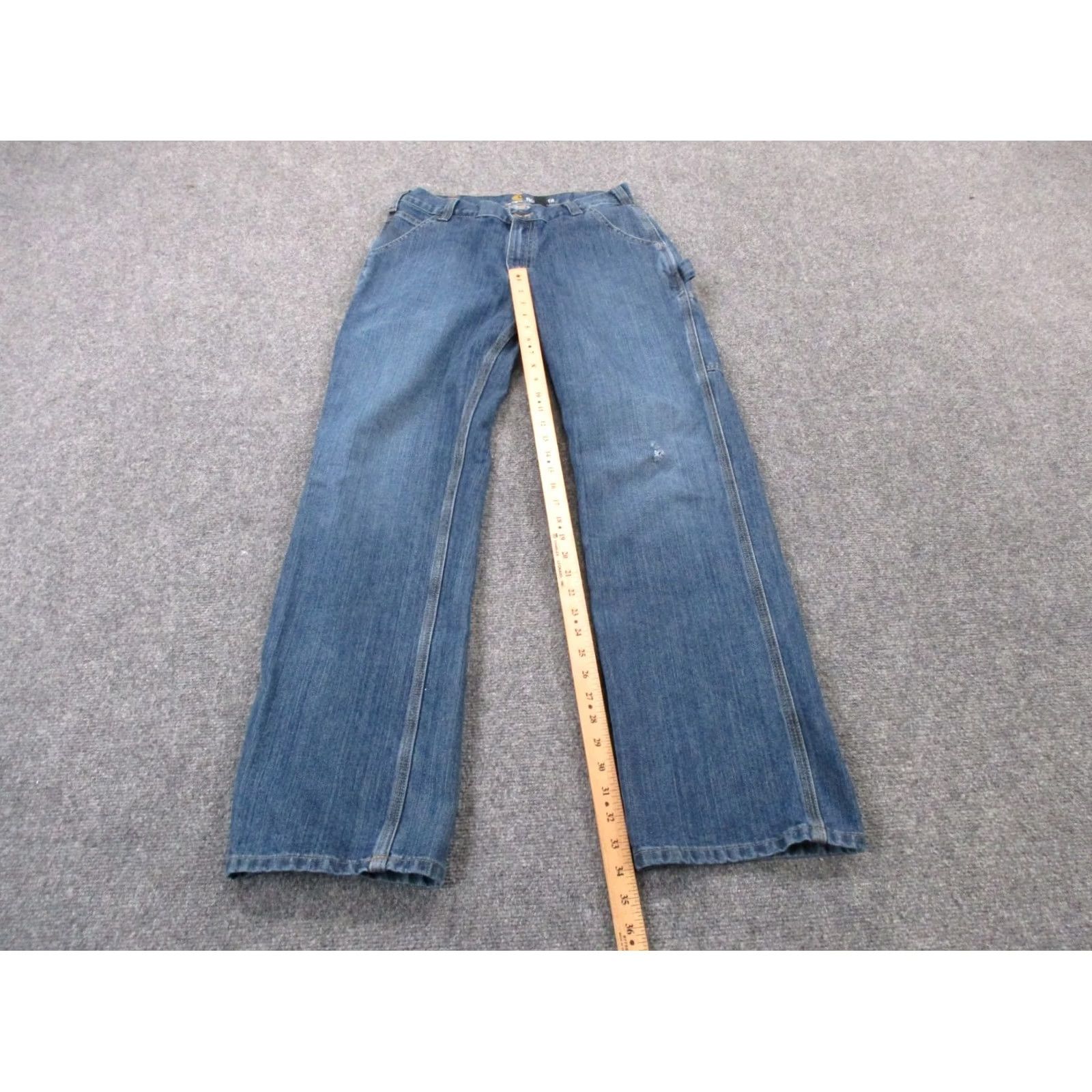 Carhartt Carhartt Jeans Mens 32 X 34 Blue Denim Relaxed Fit Straight Boot Casual Country Jeans Mens Regular Blue Denim 5-Pocket Design Boots Cut Mens Size US 28 / EU 44 - 3 Thumbnail