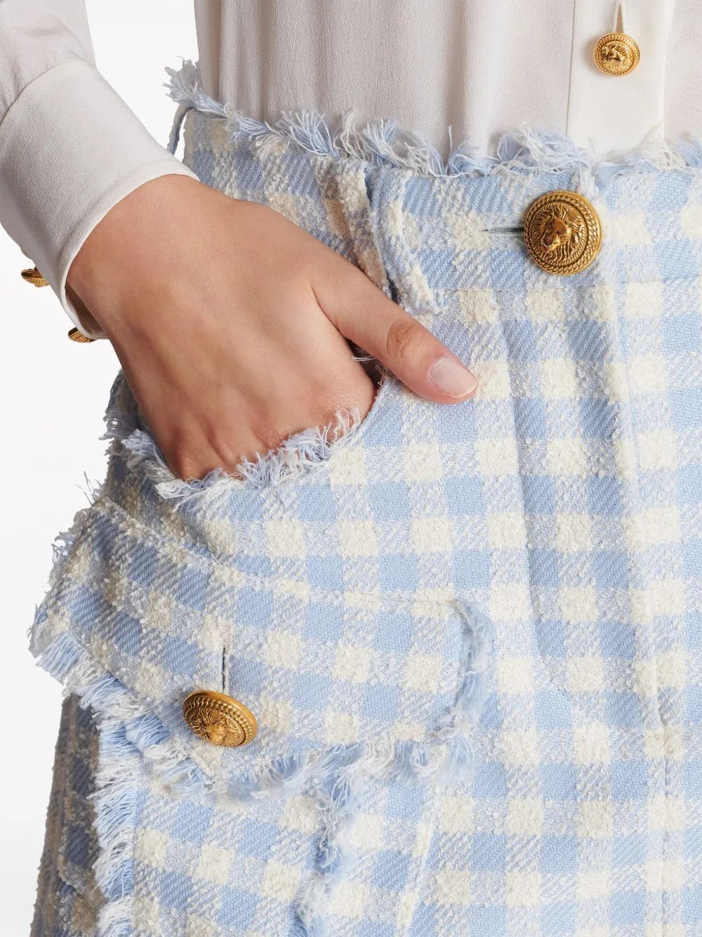 Balmain o1y0625 Mini Skirt in Sky Blue/White Size 28" / US 6 / IT 42 - 2 Thumbnail