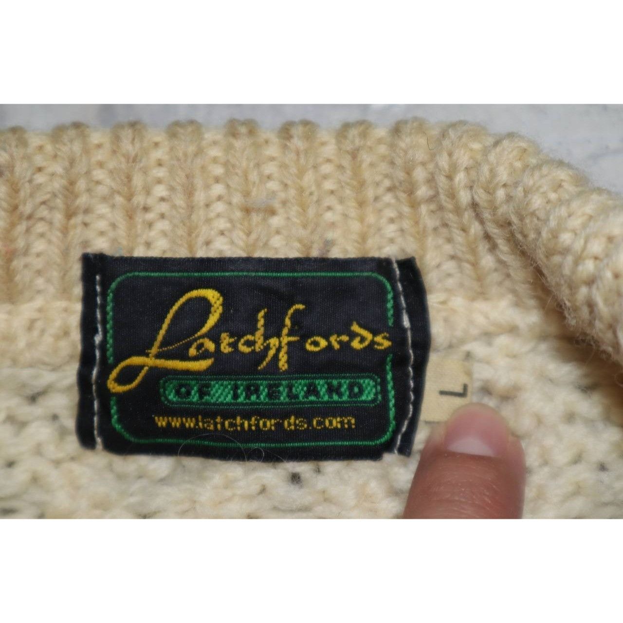 Vintage Vtg Latchfords Men's L Irish Wool Fisherman Cable Knit Size US L / EU 52-54 / 3 - 3 Thumbnail