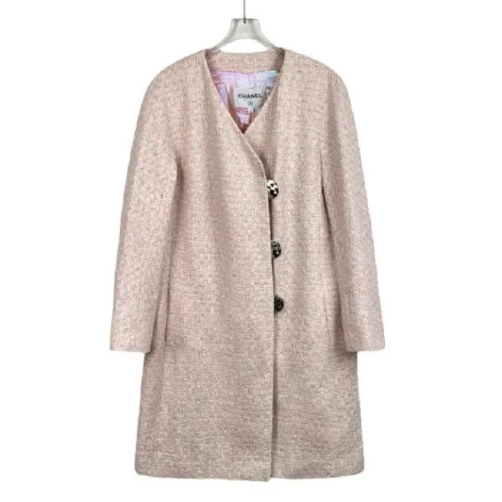 Chanel Chanel Pink Long Knit Coat for Women 0079 Size L / US 10 / IT 46 - 1 Thumbnail