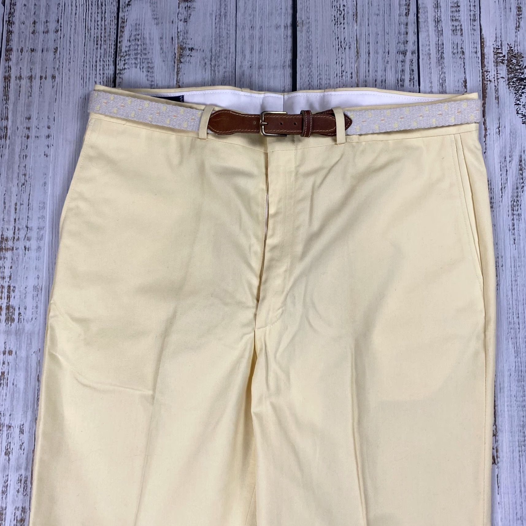 Farah VINTAGE Farah GOLF PANTS WITH BELT Mens 36x30 Yellow USA Cotton Polyester CADDYSHACK Style 1970s Straight Leg Mens Size US 36 / EU 52 - 2 Thumbnail