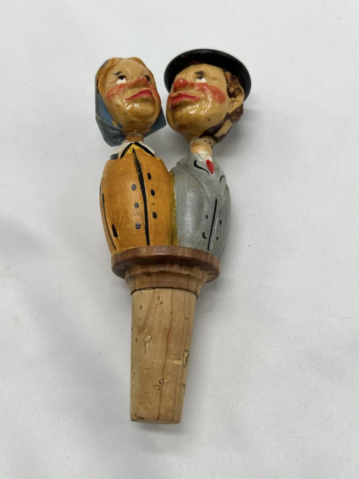 Unknown London Antique Bottle Stopper Mechanical Kissing Couple Hand Carved Size ONE SIZE - 1 Thumbnail