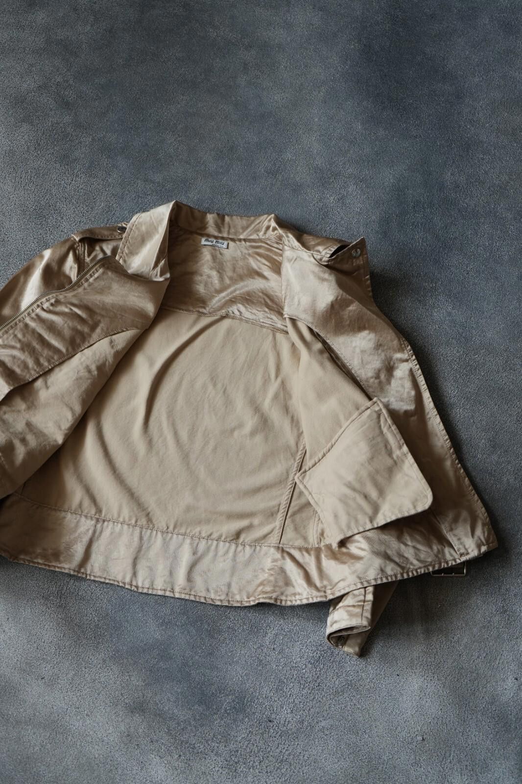 Miu Miu 2000`s Miu Miu Light Biker Jacket Beige Vintage Women Size M Size M / US 6-8 / IT 42-44 - 12 Thumbnail