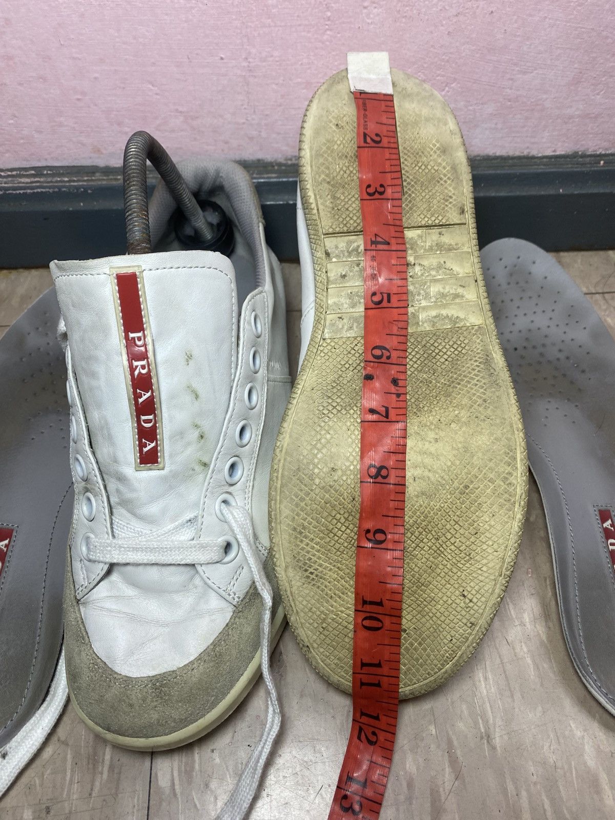 Designer × Prada Luxury prada sneakers shoes 4E3027 white leather Size US 7 / EU 40 - 10 Thumbnail